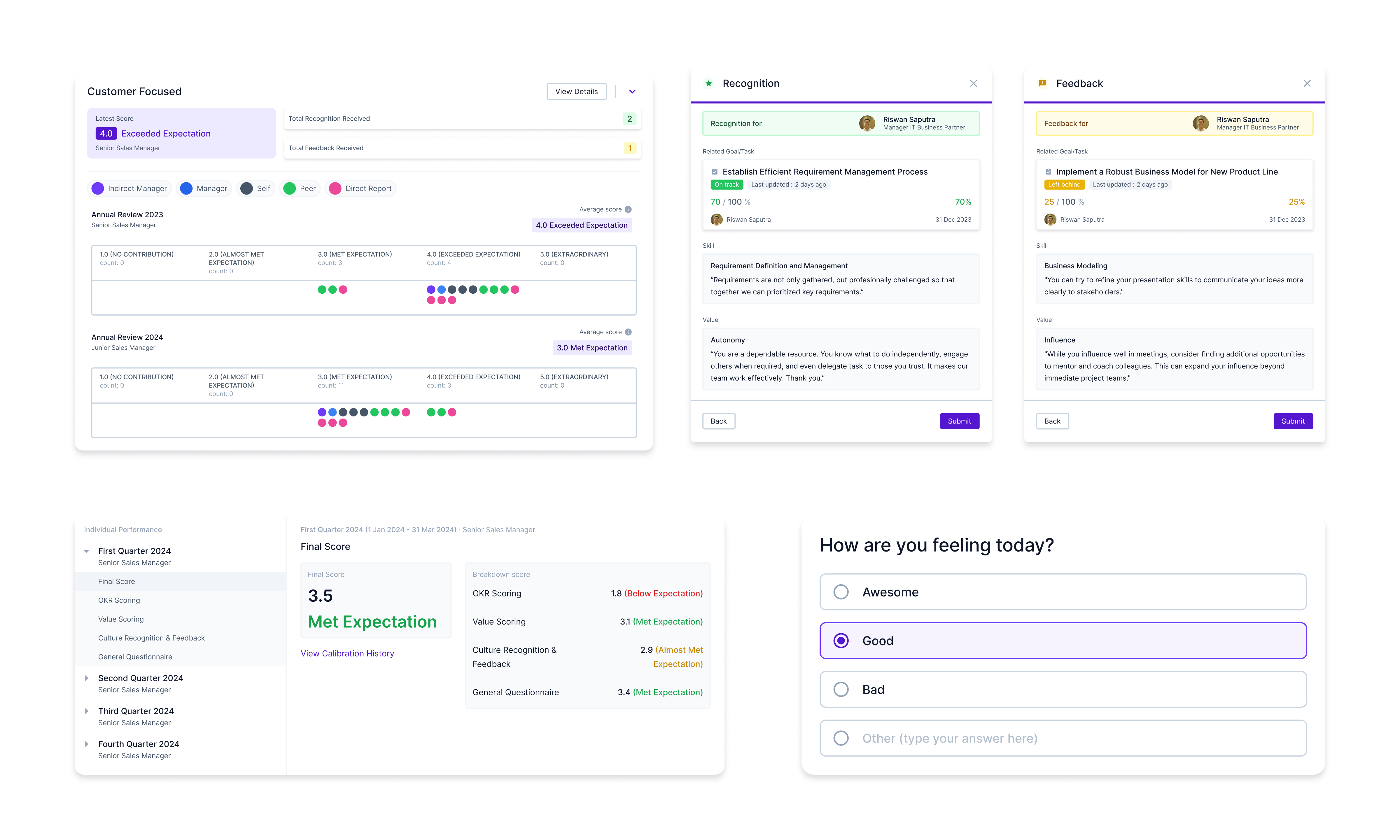 Conduct employee 360 reviews, surveys, and career plans for your organization.